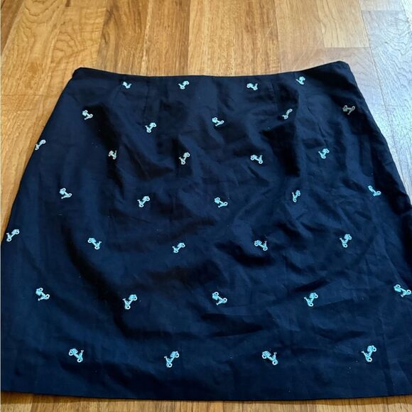 Talbots CANVAS COTTON A-LINE SKIRT EMBROIDERED SCOOTER NWT Blue Size 16 - Picture 5 of 14